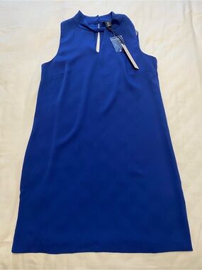 NEW Nicole Miller Blue Sleeveless Keyhole Shift Dress Size 6 with flaw